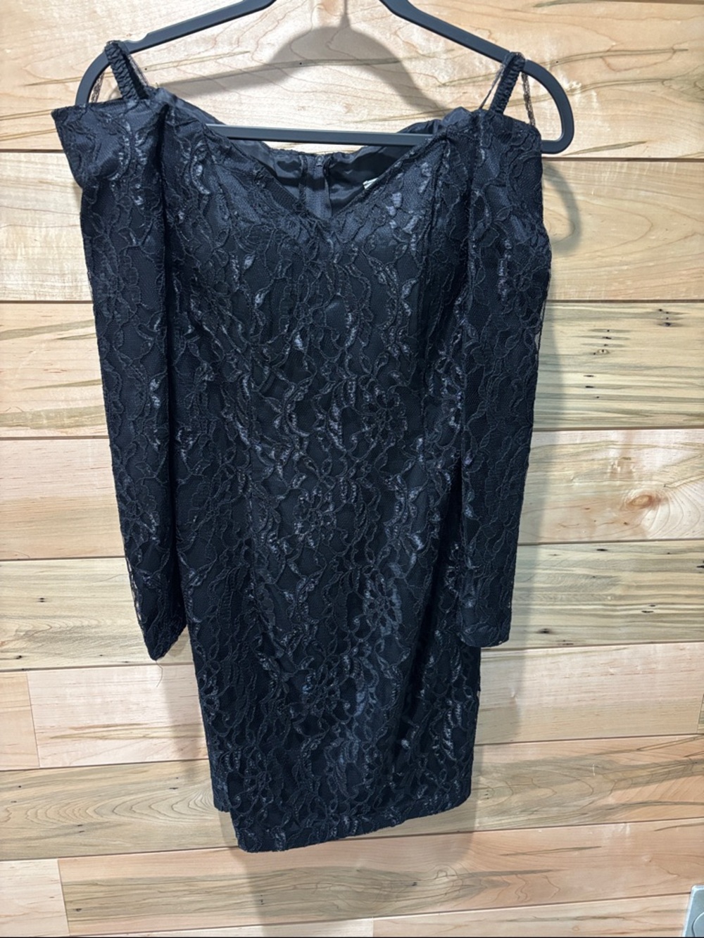 Roberta Bridal Black Lace Off-Shoulder Mini Dress